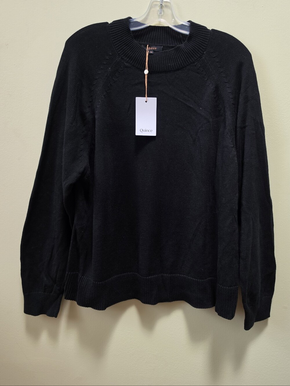 Quince NEW Organic Cotton Mock Neck XL Sweater Oversized Pullover Black Minimal - Picture 2 of 14
